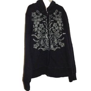 FADED GLORY women's small 4/6 black full zip vintage cotton lightweight jacket